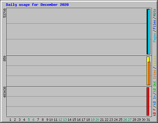 Daily usage for December 2020