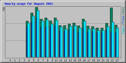 Hourly usage for August 2021